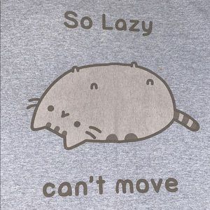 Graphic Pusheen grey T-shirt cropped. XL